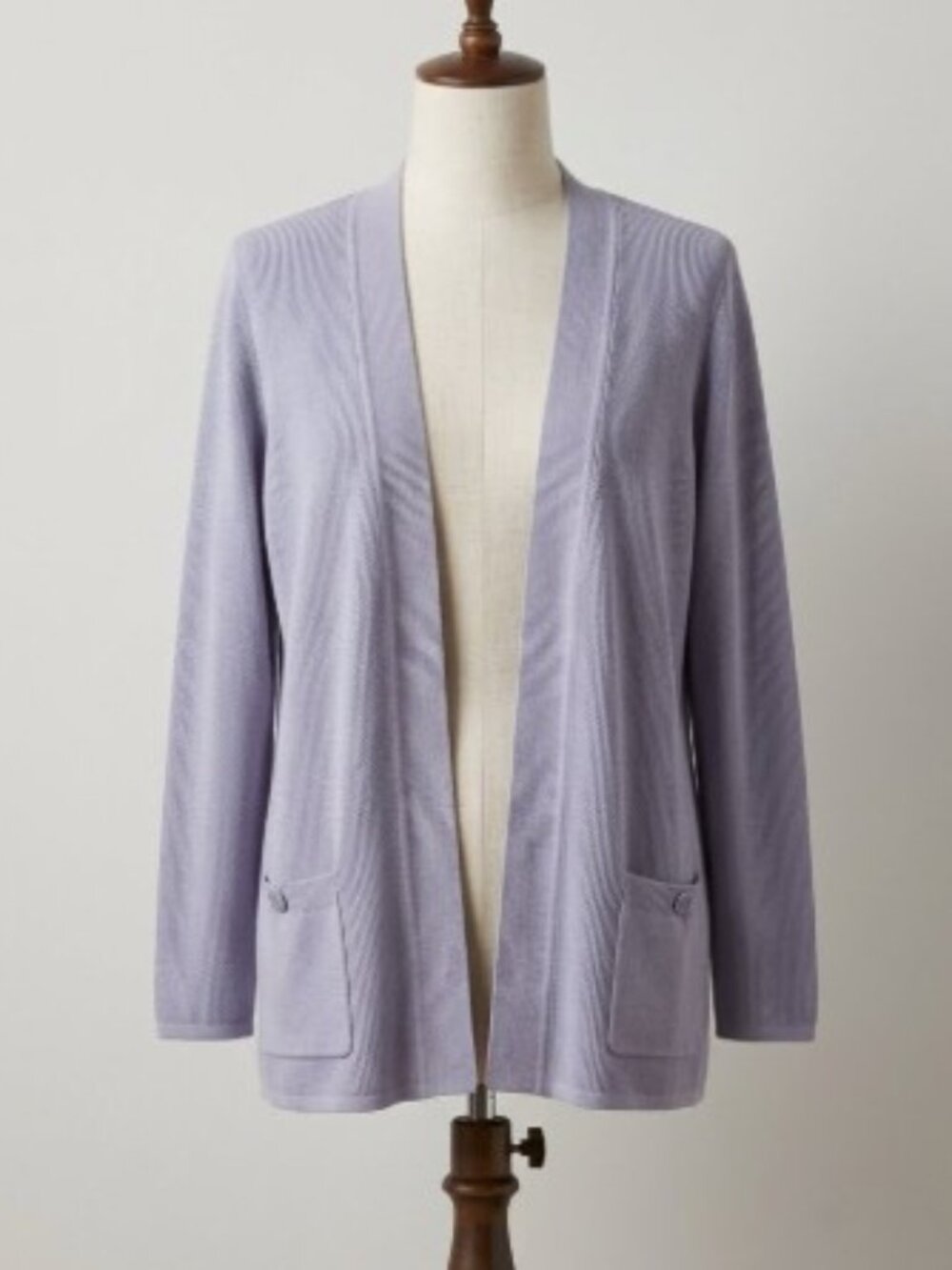 Anne Klein Women's Malibu Open-Front Cardigan in Lavender, Size Medium